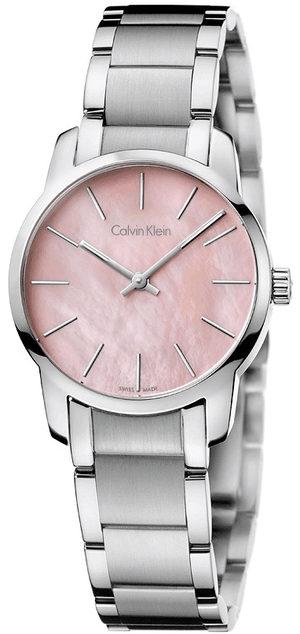 Calvin Klein City Pink Mother of Pearl Dial Stainless Steel Strap Watch For Women - K2G2314E