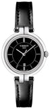 Tissot T Lady Flamingo Black Dial Black Leather Strap Watch For Women - T094.210.16.051.00