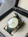 Emporio Armani Chronograph Champagne Dial Green Leather Strap Watch For Men - AR1722