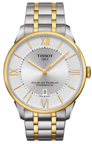Tissot Chemin Des Tourelles Powermatic 80 Silver Dial Two Tone Steel Strap Watch For Men - T099.407.22.038.00