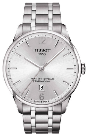 Tissot Chemin Des Tourelles Powermatic 80 Silver Dial Silver Steel Strap Watch For Men - T099.407.11.037.00