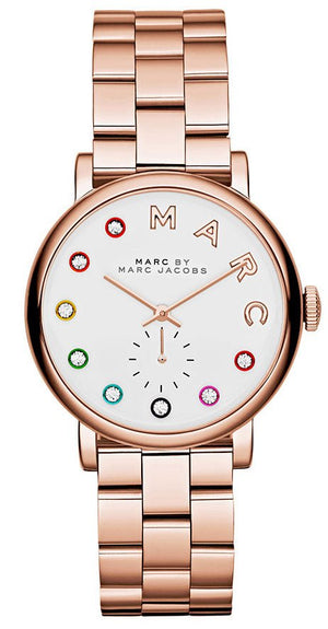 Marc Jacobs Baker White Dial Rose Gold Stainless Steel Strap Watch for Women - MBM3441