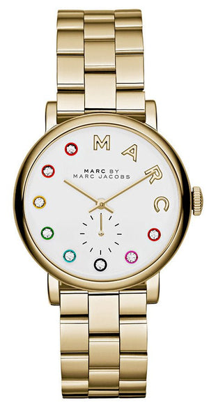 Marc Jacobs Baker White Dial Gold Stainless Steel Strap Watch for Women - MBM3440