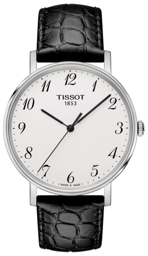 Tissot Everytime Desire Medium White Dial Black Leather Strap Watch For Men - T109.410.16.032.00