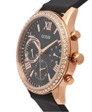 Guess Solar 40mm Black & Rose Gold Dial Black Rubber Strap Watch For Women - W1135L4
