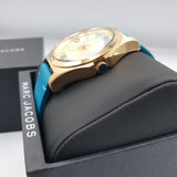 Marc Jacobs Baby Dave Champagne Dial Teal Leather Strap Watch for Women - MBM1263