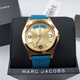 Marc Jacobs Baby Dave Champagne Dial Teal Leather Strap Watch for Women - MBM1263