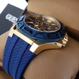 Guess Force Blue & Rose Gold Dial Blue Silicone Strap Watch For Men - W0674G2