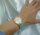 Guess Jet Setter White Dial Turquoise Silicone Strap Watch For Women - W0564L3