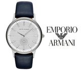 Emporio Armani Renato White DIal Blue Leather Strap Watch For Men - AR11119