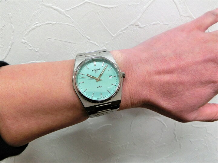 Tissot PRX Quartz Light Green Dial Silver Steel Strap Watch for Men - T137.410.11.091.01