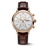 IWC Portofino Chronograph 42mm White Dial Brown Leather Strap Watch for Men - IW391025