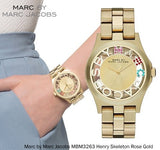 Marc Jacobs Henry Gold Skeleton Dial Gold Stainless Steel Strap Watch for Women - MBM3263