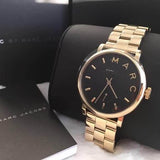 Marc Jacobs Baker Black Dial Gold Stainless Steel Strap Watch for Women - MBM3355