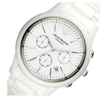 Emporio Armani Ceramica Chronograph White Dial White Strap Watch For Men - AR1453