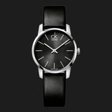 Calvin Klein City Black Dial Black Leather Strap Watch For Women - K2G23107