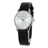 Calvin Klein City Silver Dial Black Leather Strap Watch For Women - K2G231C6