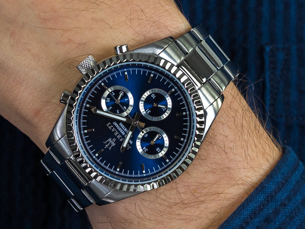 Quartz Dial Men Blue Competizione For Chronograph Watch Maserati
