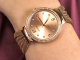 Guess Chiffon Rose Gold Dial Mesh Bracelet Watch For Women - W1083L3