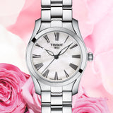 Tissot T Wave T Lady Mother of Pearl Dial Silver Steel Strap Watch For Women - T112.210.11.113.00