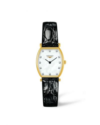 Longines La Grande Classique de Longines Tonneau White Dial Black Leather Strap Watch for Women - L4.205.2.87.2