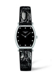 Longines La Grande Classique de Longines Tonneau Black Dial Black Leather Strap Watch for Women - L4.205.4.58.2