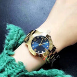 Marc Jacobs Amy Blue Dial Gold Stainless Steel Strap Watch for Women - MBM3303
