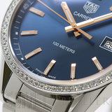 Tag Heuer Carrera Quartz 39mm Diamonds Blue Dial Silver Steel Strap Watch for Women - WAR1114.BA0601