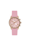 Guess Solar Rose Gold Dial Pink Rubber Strap Watch For Women - W1135L2