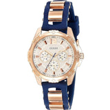 Guess Interpid White & Rose Gold Dial Blue Silicone Strap Watch For Women - W0325L8