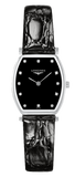 Longines La Grande Classique de Longines Tonneau Black Dial Black Leather Strap Watch for Women - L4.205.4.58.2