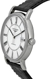 Longines Presence 38.5mm Automatic White Dial Black Leather Strap Watch for Men - L4.921.4.11.2