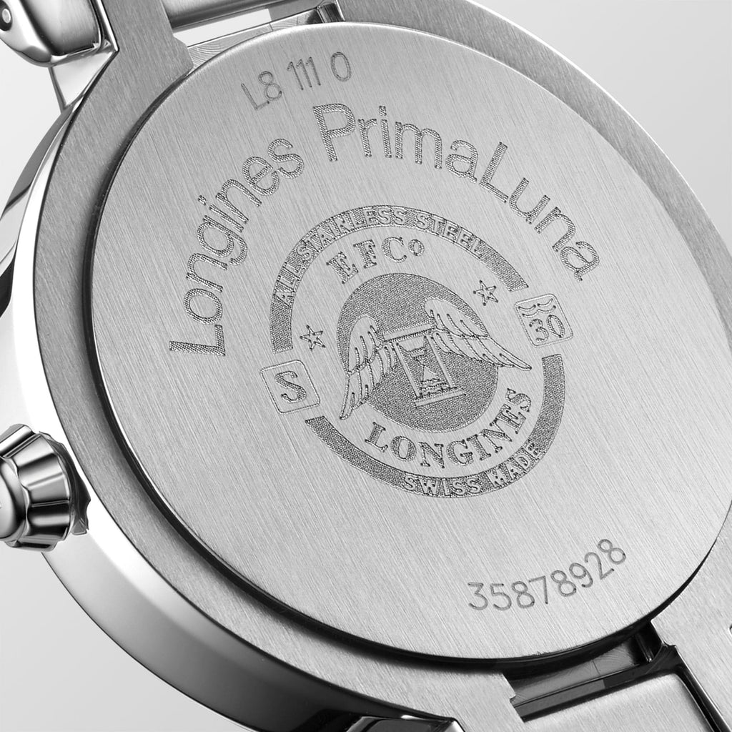 Longines PrimaLuna 26.5mm Automatic White Mother of Pearl Dial Silver Stainless Steel Watch for Women - L8.111.0.87.6
