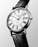 Longines Presence 38.5mm Automatic White Dial Black Leather Strap Watch for Men - L4.921.4.11.2