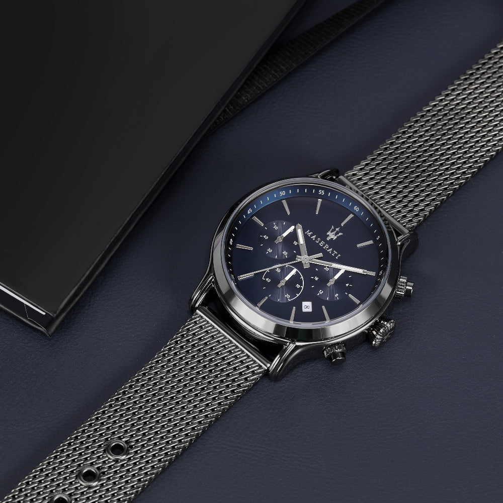 Maserati Epoca Black Edition Blue Dial Black Mesh Bracelet Watch For Men - R8873618008