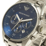 Emporio Armani Sportivo Chronograph Blue Dial Silver Steel Strap Watch For Men - AR5860