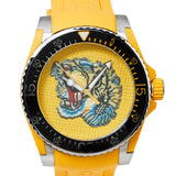 Gucci Dive Tiger Yellow Dial Yellow Rubber Strap Watch For Men - YA136317