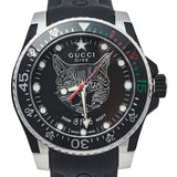 Gucci Dive Feline Black Dial Black Rubber Strap Watch For Men - YA136320