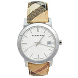 Burberry The City Silver Dial Chequered Leather Strap Watch for Women - BU9025