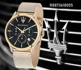 Maserati Epoca Black Dial Gold Mesh Bracelet Watch For Men - R8873618005