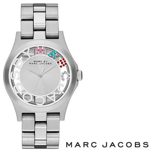 Marc Jacobs Henry Skeleton Silver Dial Silver Steel Strap Watch for Women - MBM3262