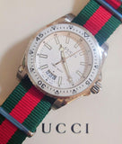 Gucci Dive White Dial Red & Green Nylon Strap Watch For Men - YA136207