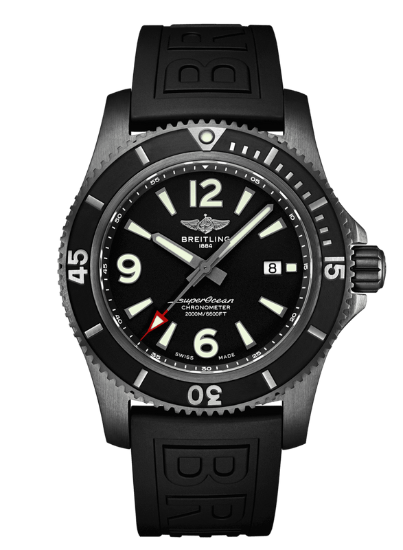 Breitling Superocean Automatic 46mm Black Dial Black Rubber Strap Watch for Men Watch for Men