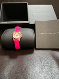 Marc Jacobs Henry White Dial Pink Leather Strap Watch for Women - MBM1237