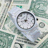 Emporio Armani Luigi Chronograph Ceramic White Dial White Ceramic Strap Watch For Men - AR1499