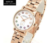 Marc Jacobs Baker Dexter White Dial Rose Gold Stainless Steel Strap Watch for Women - MBM3443