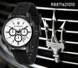 Maserati Successo 44mm White Dial Black Silicone Strap Watch For Men - R8871621010