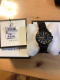 Gucci G Chrono Black Dial Black Leather Strap Watch For Men - YA101203