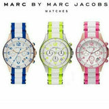 Marc Jacobs Rock Chrono White Dial White & Green Rubber Strap Watch for Women - MBM2592