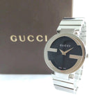 Gucci Interlocking G Quartz Black Dial Black Steel Strap Watch For Women - YA133502